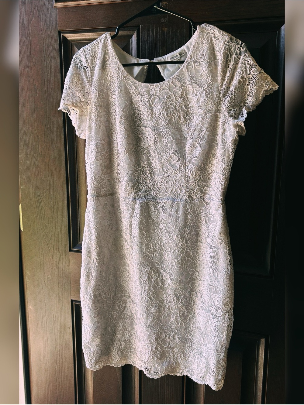 Elegant Ivory Lace Short Sleeve Dress